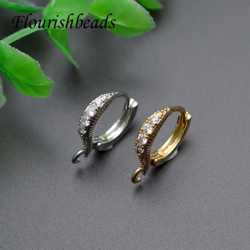 20pcs Nickle Free CZ Beas Paved Gold Plating Round Earring Hooks for Dangle Earring Jewelry Making Supplier