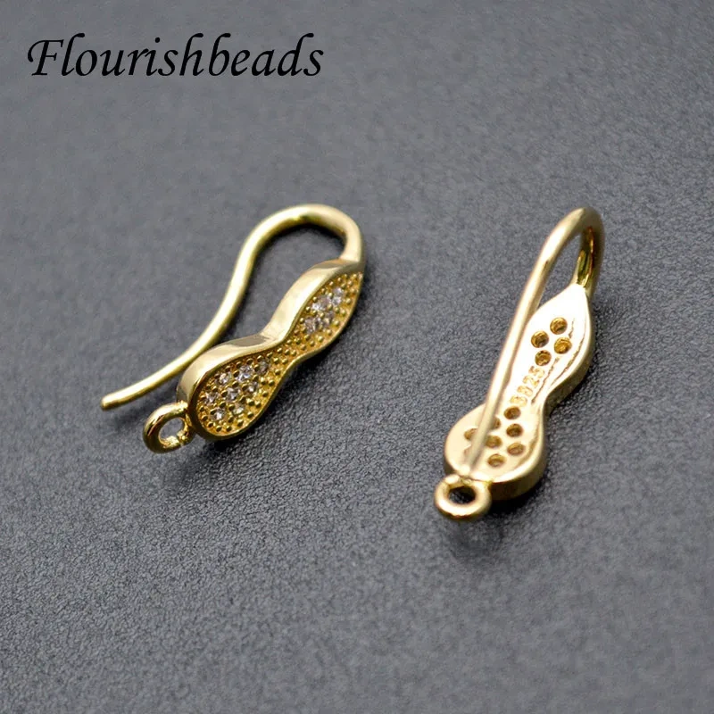 Various Shape Real Gold Plating Zircon Beads Paved Gourd Shape Earring Hooks for DIY Jewelry Making Supplier 20pcs/lot