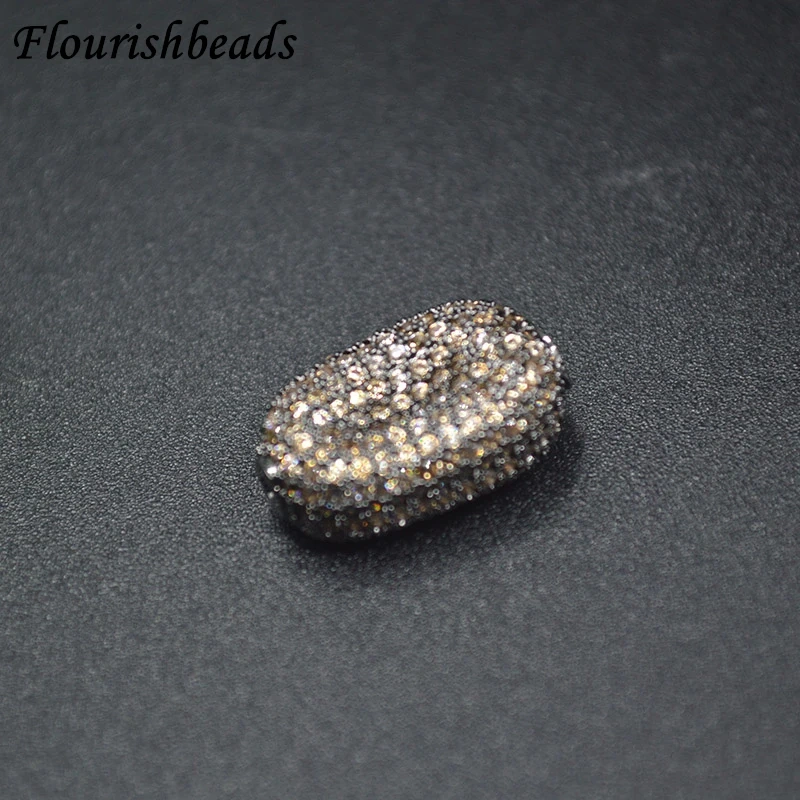 14x20mm Luxury Paved  Real CZ Zircon Rounded Rectangle Metal Beads for Women DIY Jewelry Making Necklace Bracelet