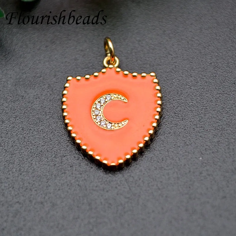 Drop Oil Colorful Enamel Moon Star hand  Heart  Shape Pendant Diy CZ Beads paved Charms for Jewelry Making