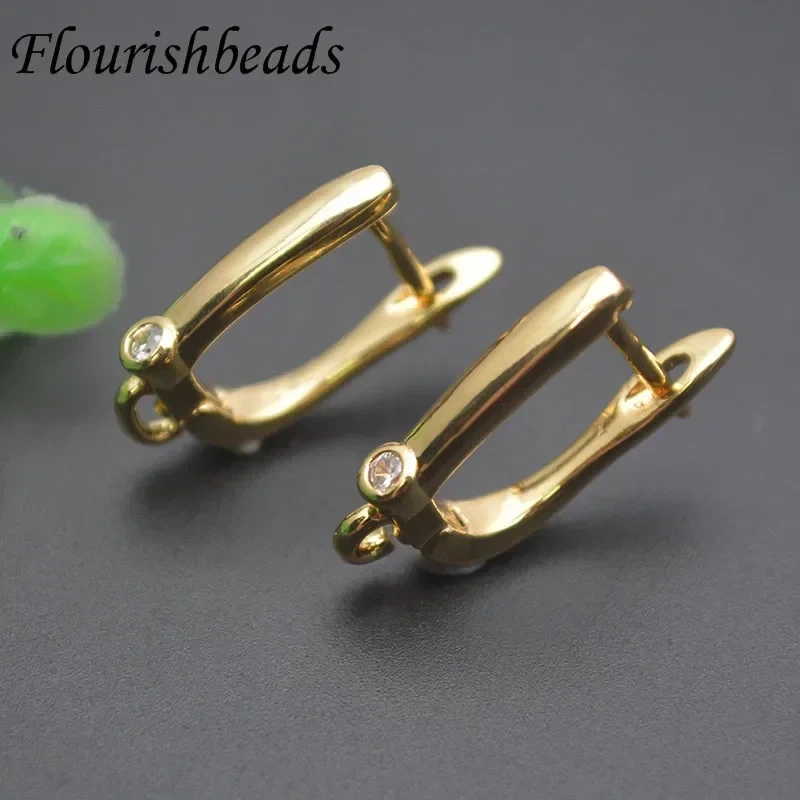 30pcs/lot 18k Gold Plated Jewelry Accessories Shvenzy Ear Wire Fixture Fastener Bale DIY Earring Hooks Clasp