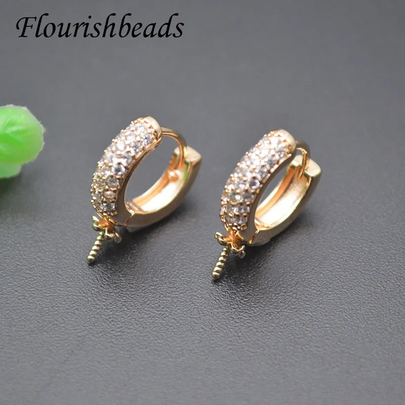 High Quality Metal Circle Shape Pin Earring Hooks Base Fit DIY 10mm Beads Earrings Jewelry Accessories 20pcs/lot