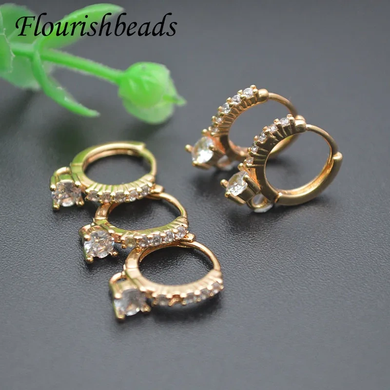 13x15mm Nickel Free Paved CZ Beads Round Earring Hooks DIY Jewelry Findings Parts  for Woman Ear Handmade 20pcs/lot