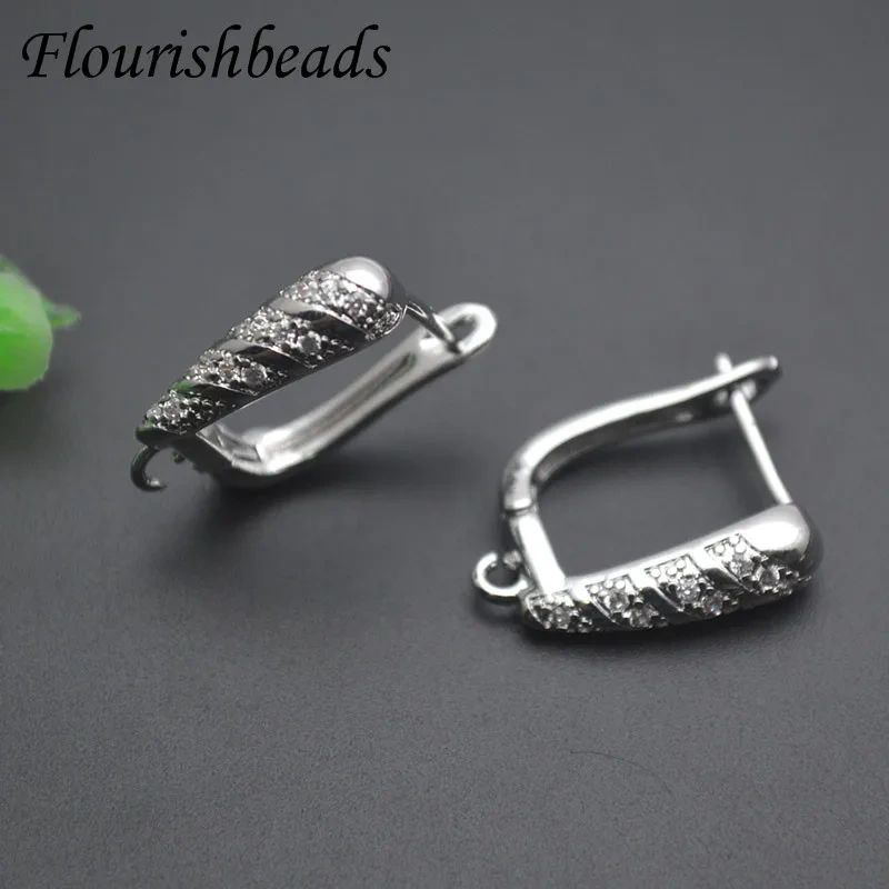 Jewelry Findings DIY Earrings Accessories Earwire Earring Hooks Paved CZ Beads Gold Color Schwenzy for Women Making 30pcs/lot