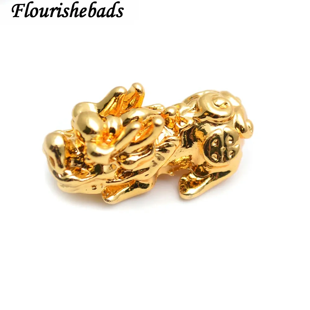 High Quality Anti-rust Gold Color Plating Lucky Money Pixiu 15x32mm Metal Bead Charms Fit Bracelet Making