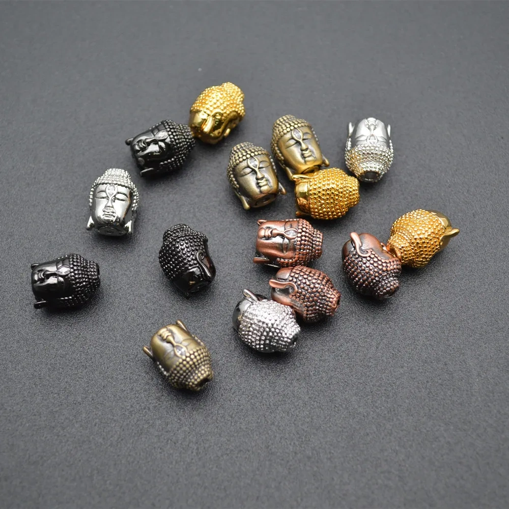 10x14mm Buddha Head Metal Copper Spacer CZ inlaied Loose Beads Multi Colors Charms DIY Jewelry Findings 20pcs/lot