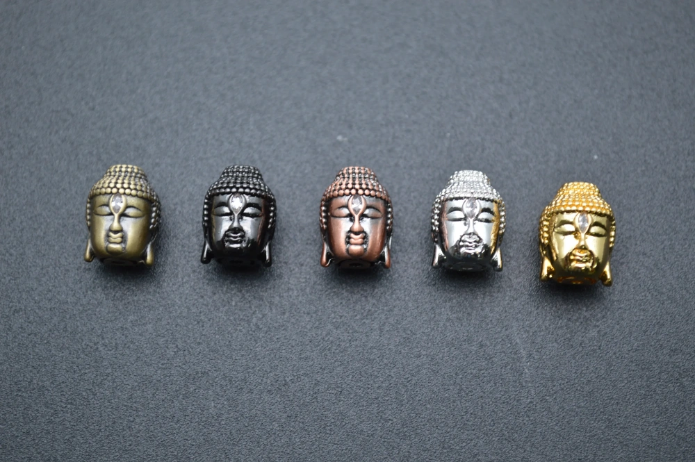 10x14mm Buddha Head Metal Copper Spacer CZ inlaied Loose Beads Multi Colors Charms DIY Jewelry Findings 20pcs/lot