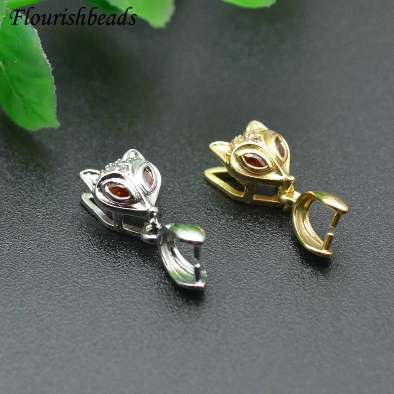 Fox Shape Handicraft Jewelry Clamp Pinch Clip Bail Charms Hooks Accessories for Women Gems Earrings Necklace Jewelry Making
