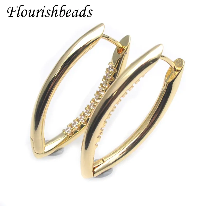 2 Size Irregular Geometric Earrings Long Oval Metal Brass Gold Color Earring Hoops 2022 New Jewlery Findings 20pcs/lot