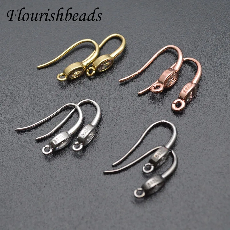 Multiple Colour Nickle Free Cubic Zircon CZ Beads Paved Earring Hooks DIY for High Quality Jewelry Making Supplier 30pcs/lot