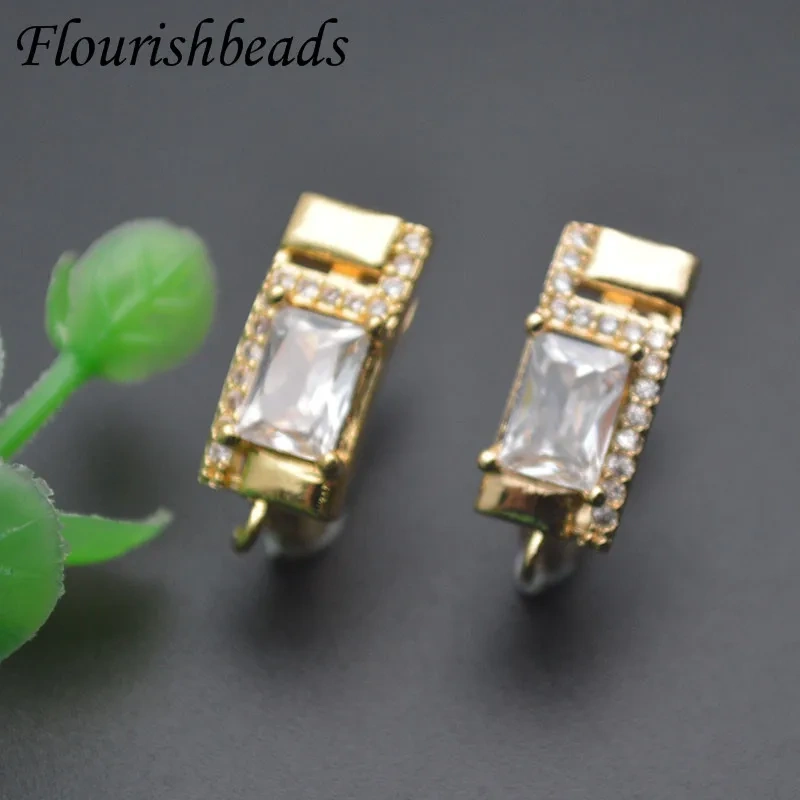 30pcs/lot Paved Big CZ Beads Gold Color Earring Hooks Accessories Jewelry Findings for Women Handmade Earring Making