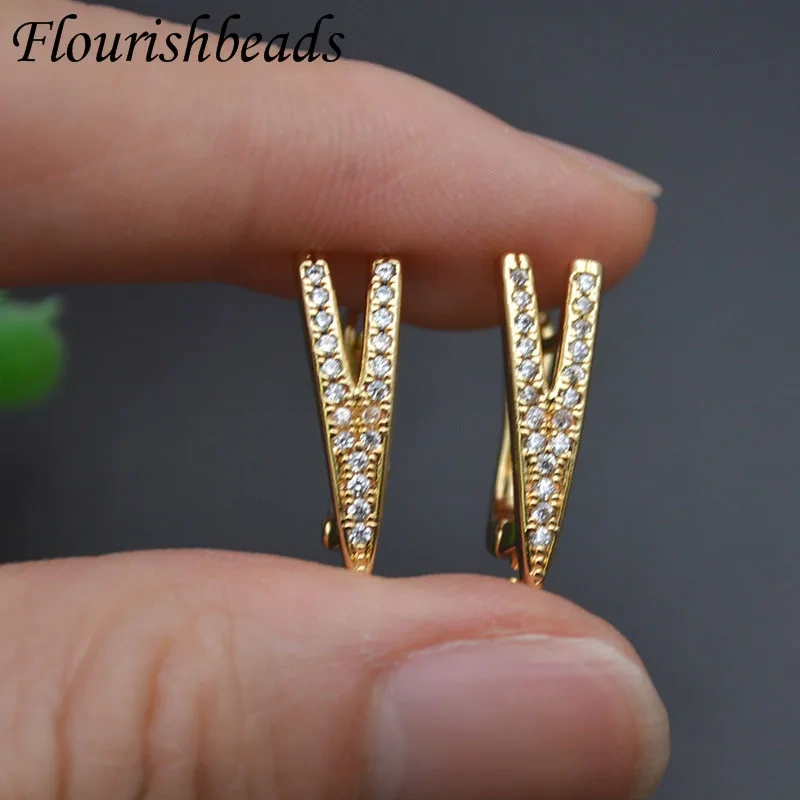 Copper Brass Real Gold Plated Real Earwires Fastener Earring Hooks for Women DIY Jewelry Making Accessories 30pcs/lot