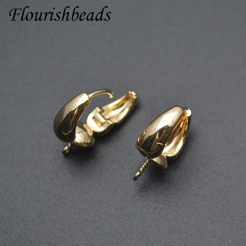 High Quality Smooth with Hole Gold Color Earring Hooks Clasp DIY Ladies Handmade Ear Jewelry Making 30pcs