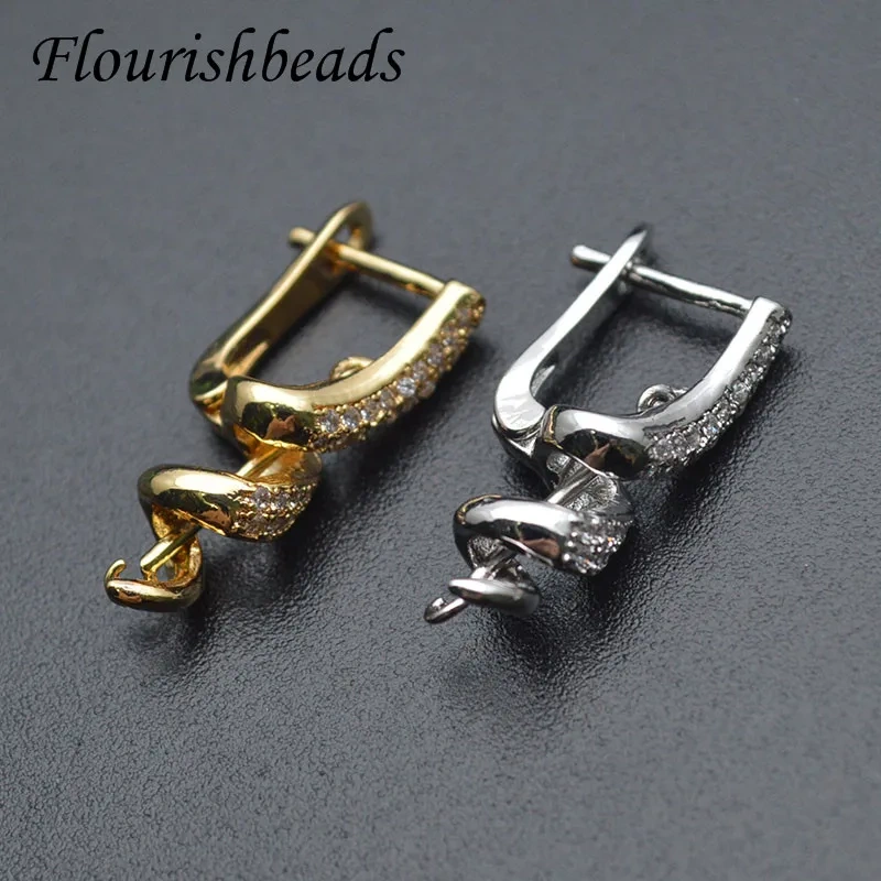 Unique Shape High Quality Nickel Free Gold Color Earring Hooks Clasp DIY CZ Accessories for Jewelry Making 20pcs/lot
