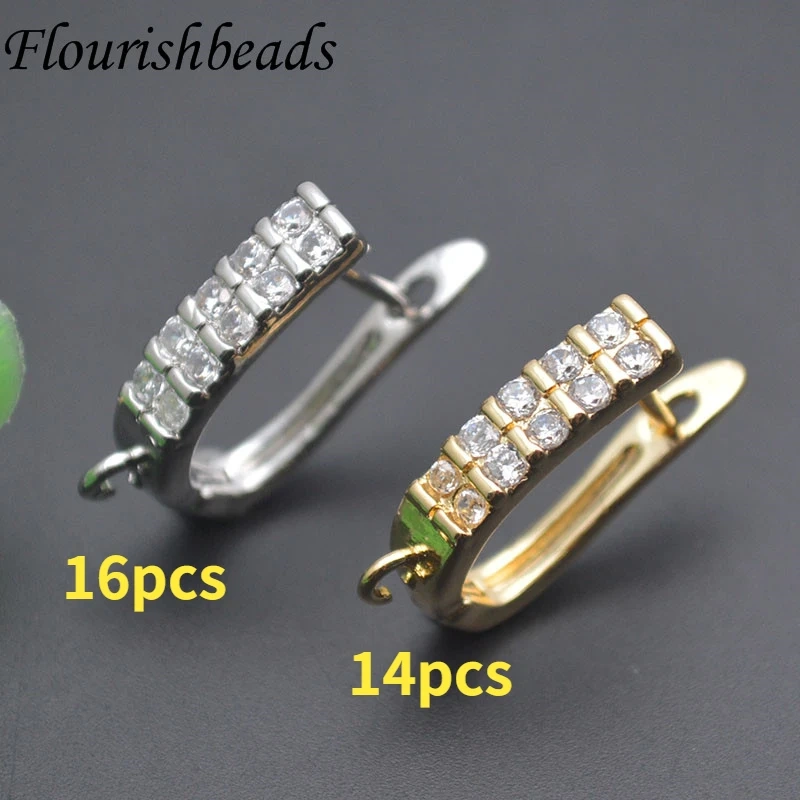 Jewelry Findings Paved CZ Beads Leverback Earwire Earring Hooks Accessories for Women DIY Fashion Earring Making