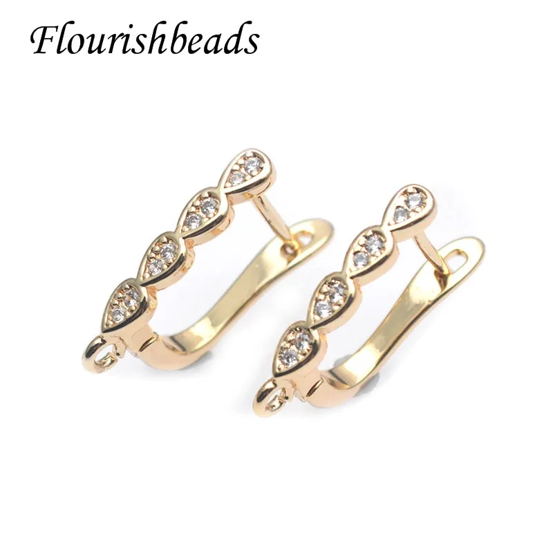 12x18mm High Quality Anti Fading CZ Beads Paved Earring Hooks for DIY Jewey Making Supplier 30pcs/lot