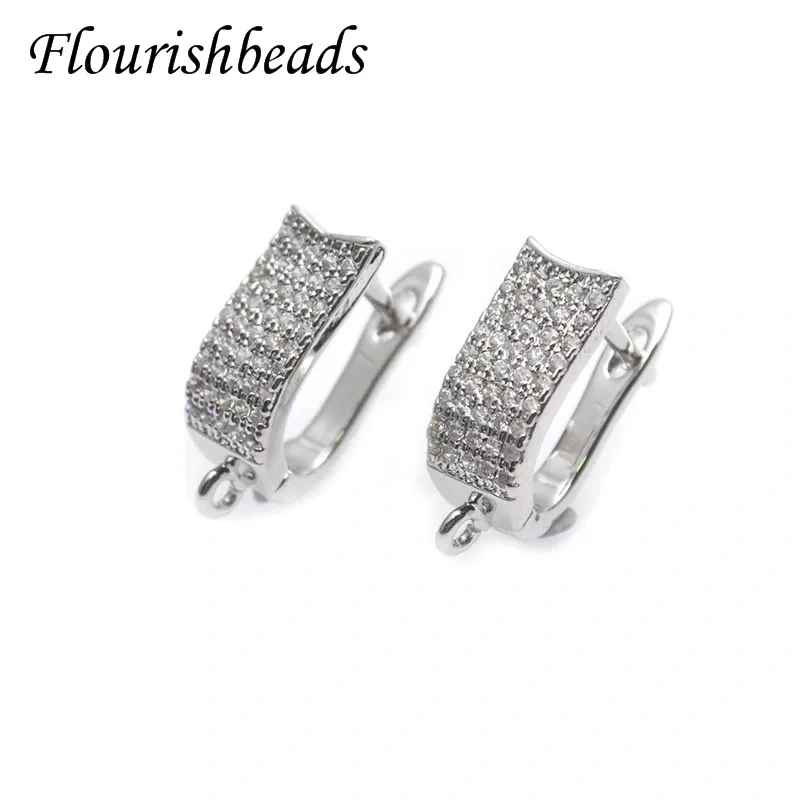Luxury New Design CZ Beads Paved Metal Silver Color Earring Hooks  Leverback Earwire for Quality Jewelry Making