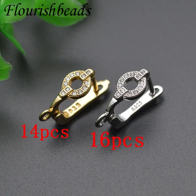 30pcs High Quality Metal Anti Rust  Real Gold  Rhodium Plating CZ Beads Paved Earring Hooks for DIY Jewelry Making