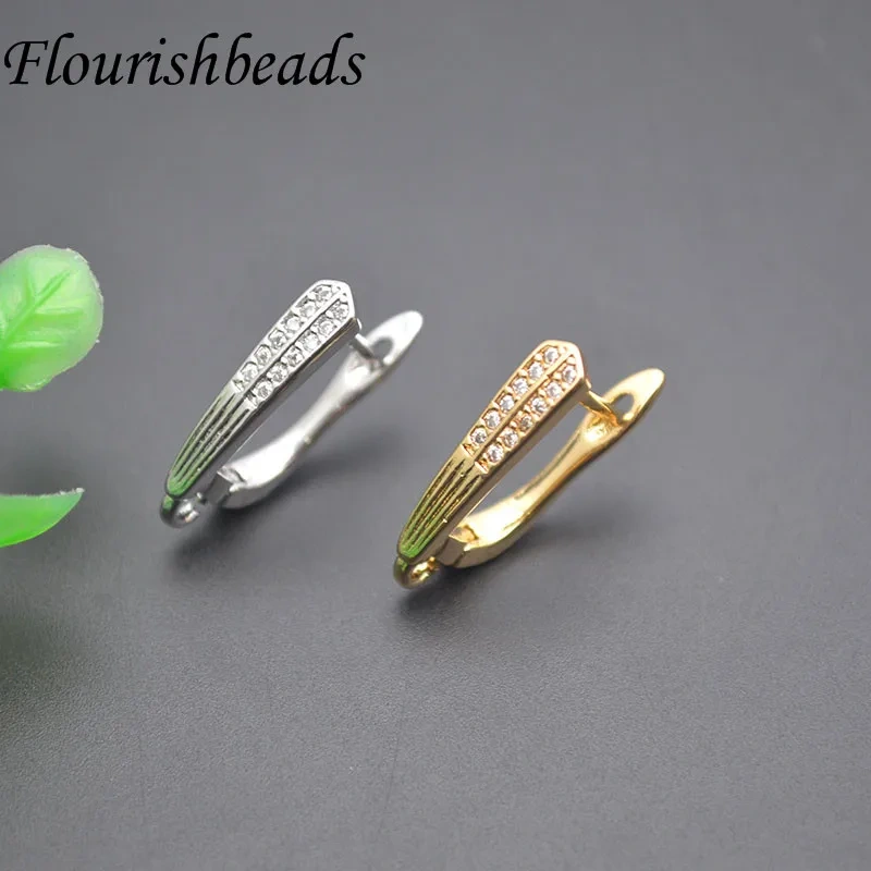 Jewelry Findings Paved CZ Beads Leverback Earwire Earring Hooks Accessories for Women DIY Fashion Earring Making
