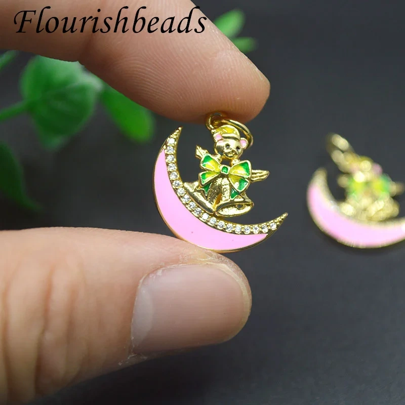 New Arrived Gold Plated Nickel Free Cute Bear Moon Christmas Bracelet Charms  Pendant DIY Earrings Jewelry Making 20pcs/lot
