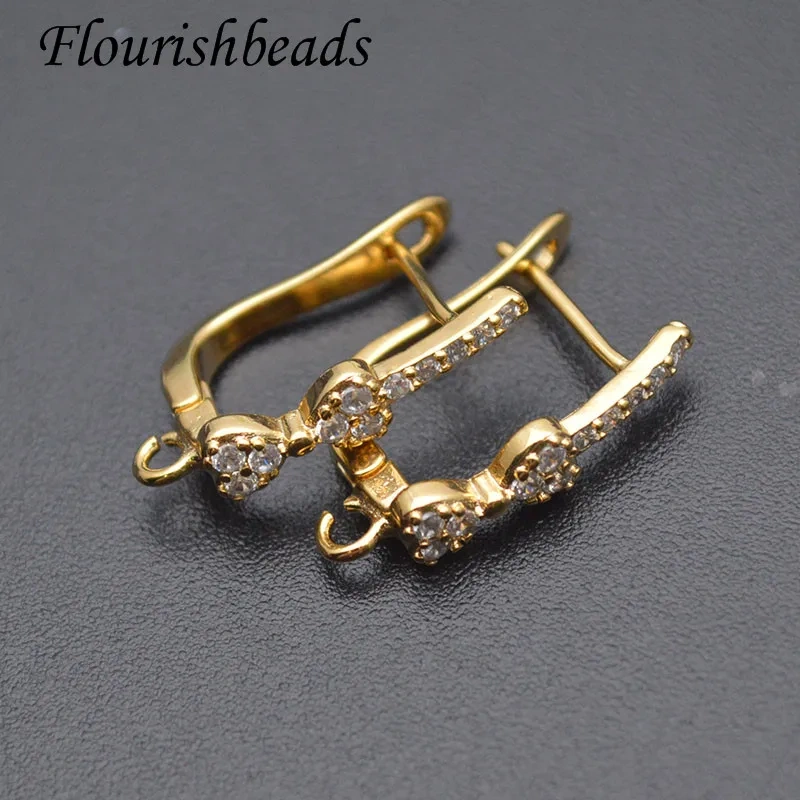 13x18mm Cubic Zircon Beads Paved Bow Shape Earring Hooks Accessories for Women Handmade Tassle Ear Jewelry Making