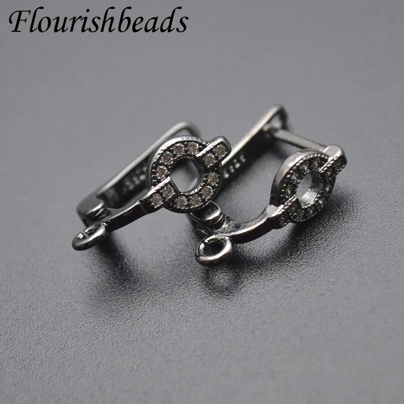 30pcs High Quality Metal Anti Rust  Real Gold  Rhodium Plating CZ Beads Paved Earring Hooks for DIY Jewelry Making