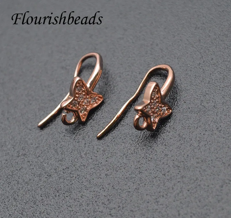 30pcs Nickle Free Multi Rhinestone Beads Metal Earrings Hooks Real Gold Plating Ear Wires for Jewelry Making Supplier