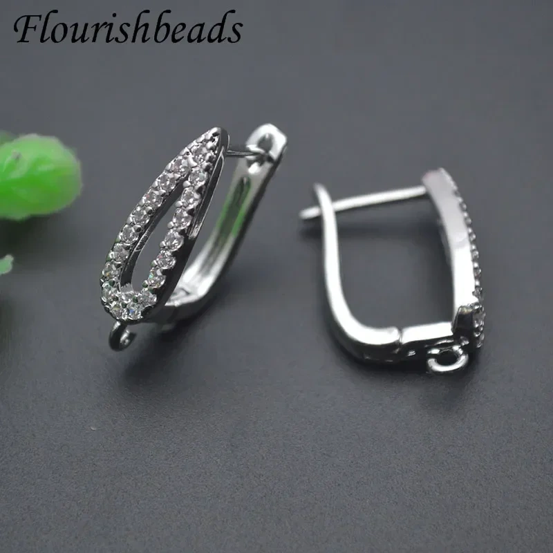 New Good Quality Silver Color Paved CZ Beads Shvenzy Earring Hooks Clasp for DIY Jewelry Making Accessories 30pcs/lot