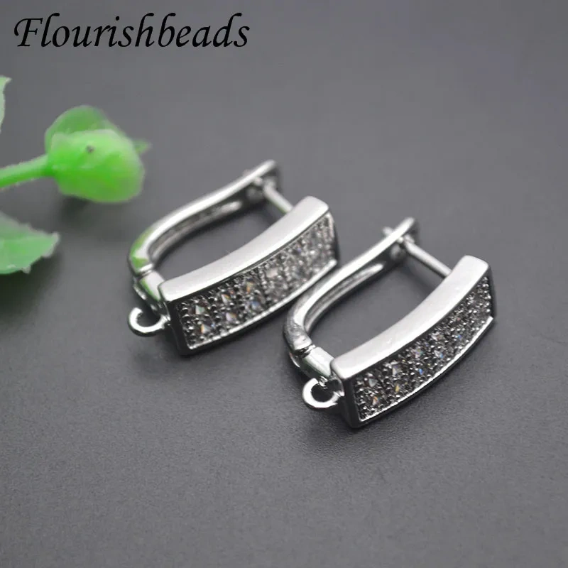 Jewelry Findings Anti Fading Basic Earwire Schwenzy Paved CZ Beads Earring Hooks for Women DIY Dangle Earrings Making 30pcs/lot