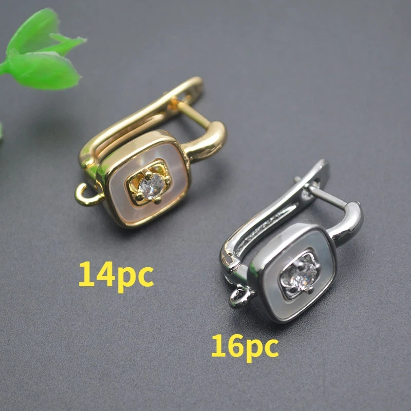 New Arrived High Quality Gold Color MOP Shell Paved CZ Beads Earring Hooks Clasp for Women Handmade Jewelry Accessories