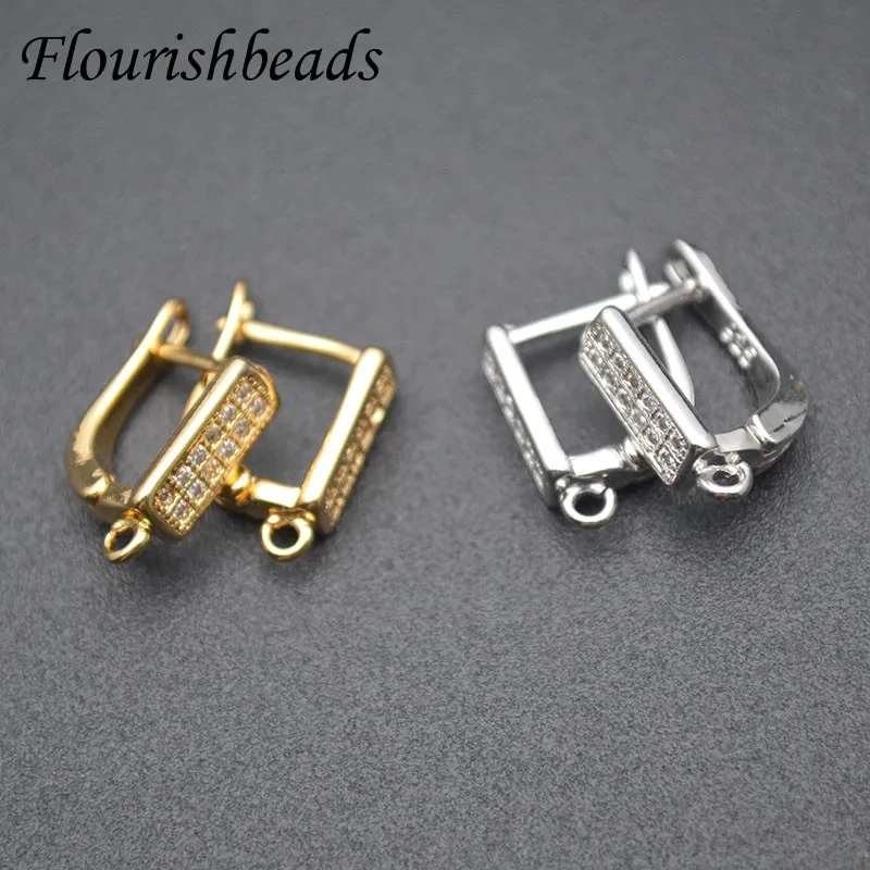 2022 New Fashion Earring Hooks Clasp Shvenzy DIY Jewelry Accessories Gold Plated Double Row Zircon Quality Supplies