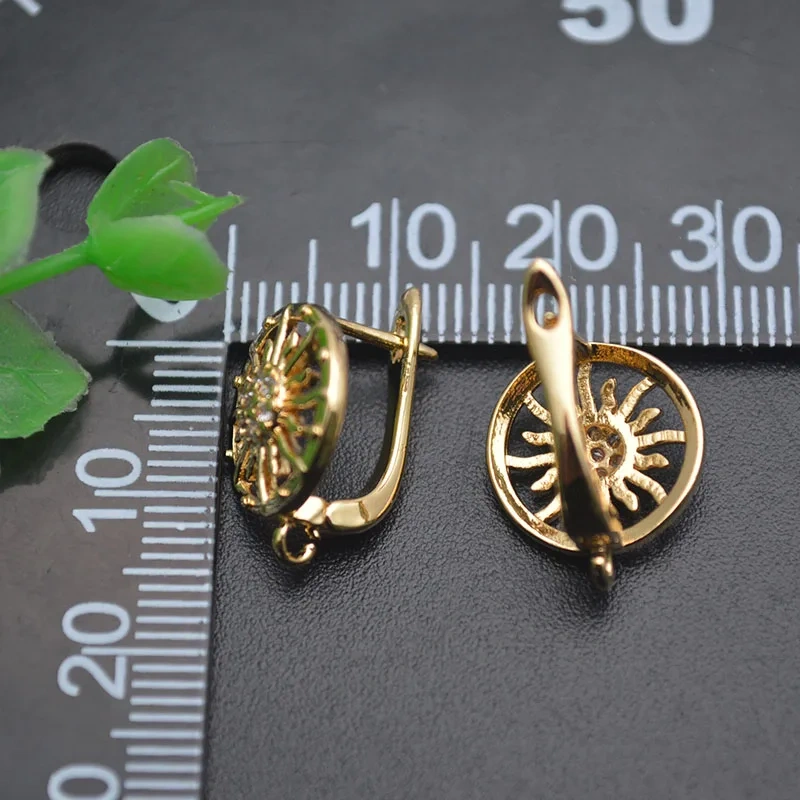 Openwork Sun Shape Earring Hooks Material Brass Fastener Earwire Hook Accessories for DIY Jewelry Making 30pcs/lot