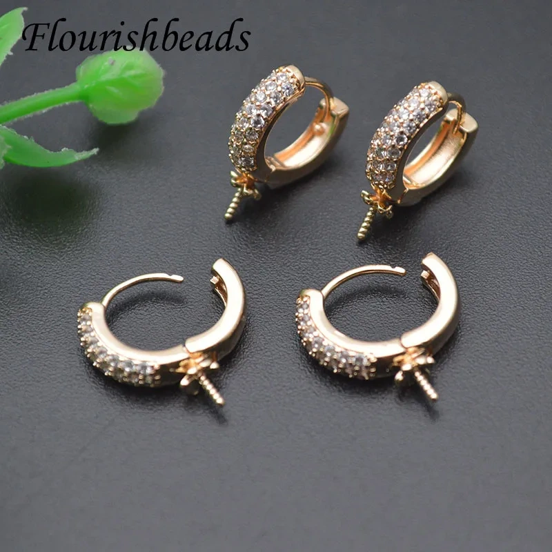 High Quality Metal Circle Shape Pin Earring Hooks Base Fit DIY 10mm Beads Earrings Jewelry Accessories 20pcs/lot
