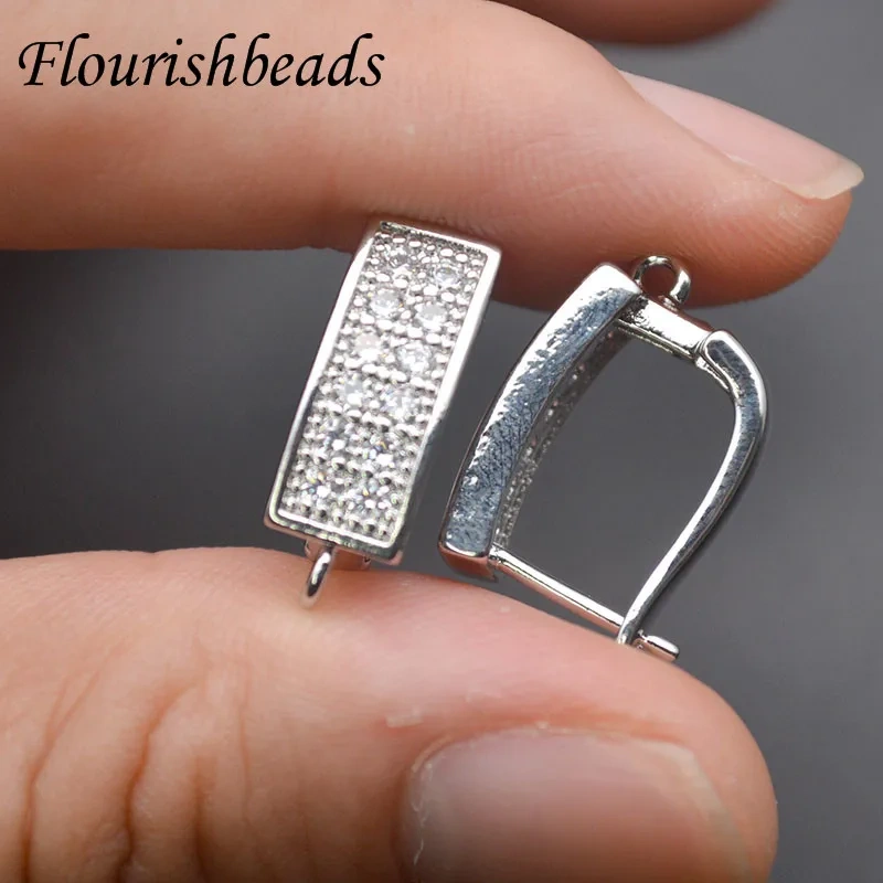 Jewelry Findings Anti Fading Basic Earwire Schwenzy Paved CZ Beads Earring Hooks for Women DIY Dangle Earrings Making 30pcs/lot