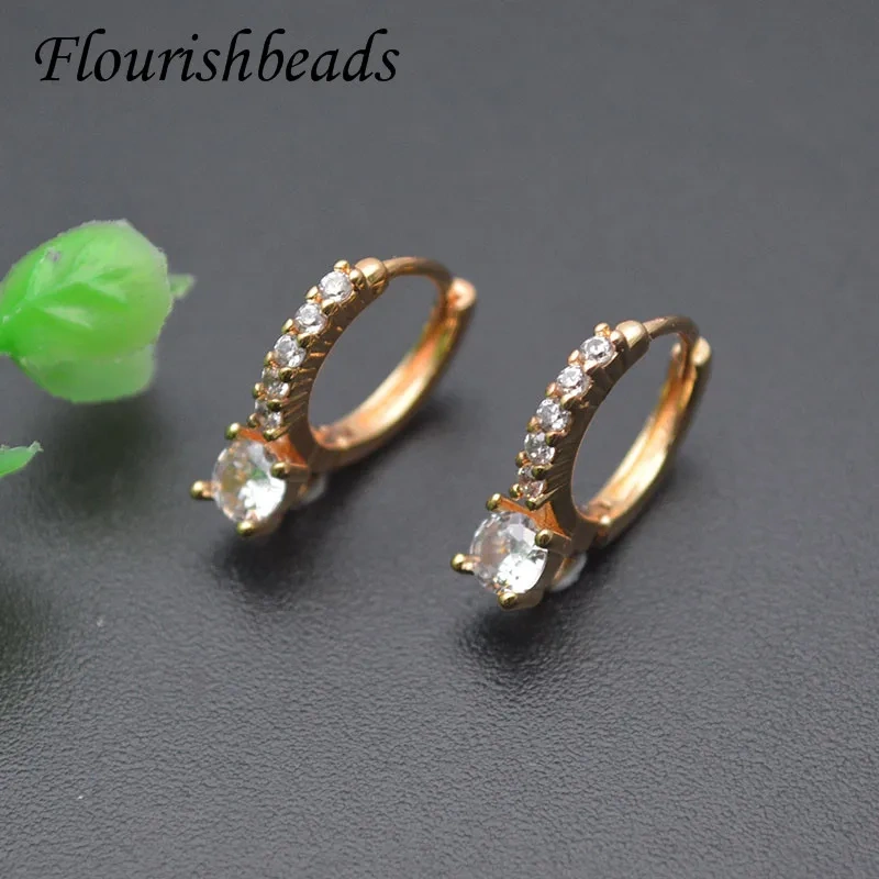 13x15mm Nickel Free Paved CZ Beads Round Earring Hooks DIY Jewelry Findings Parts  for Woman Ear Handmade 20pcs/lot