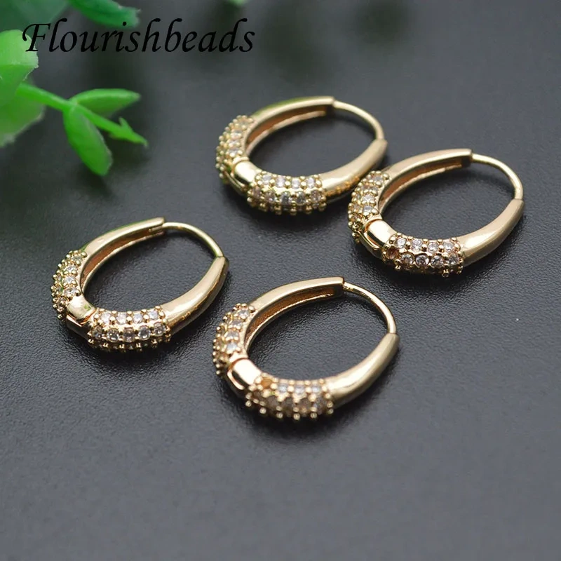 Beautiful Design Gold Color Paved CZ Beads Earring Hooks Handmade Ear Wire Accessories Jewelry Material Supplies 20pcs/lot