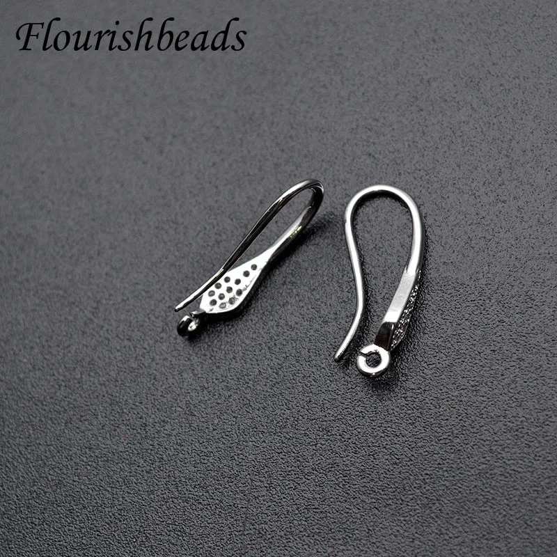 High Quality CZ Beads Paved  Nickle Free Setting Rhombus Shape Metal Copper Earring Hooks DIY Jewelry Findings 30pc/lot