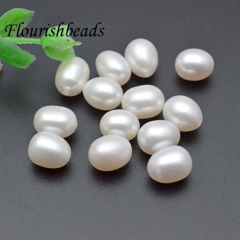 Rice Shape White Color Natural Freshwater Pearls Half Hole Pearl Loose Beads for DIY Earrings Pendant Jewelry Making  20pcs/lot