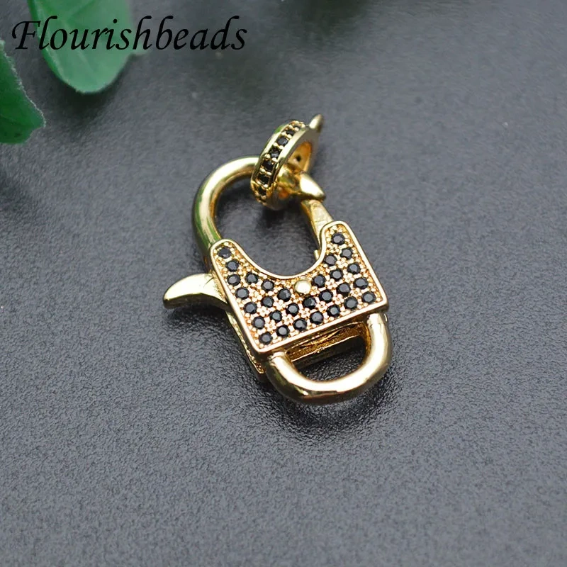 5pcs CZ Beads Paved Spring Clasps Copper Connectors Jewelry Making Supplies for DIY Bracelet Necklaces Hand Made Accessories