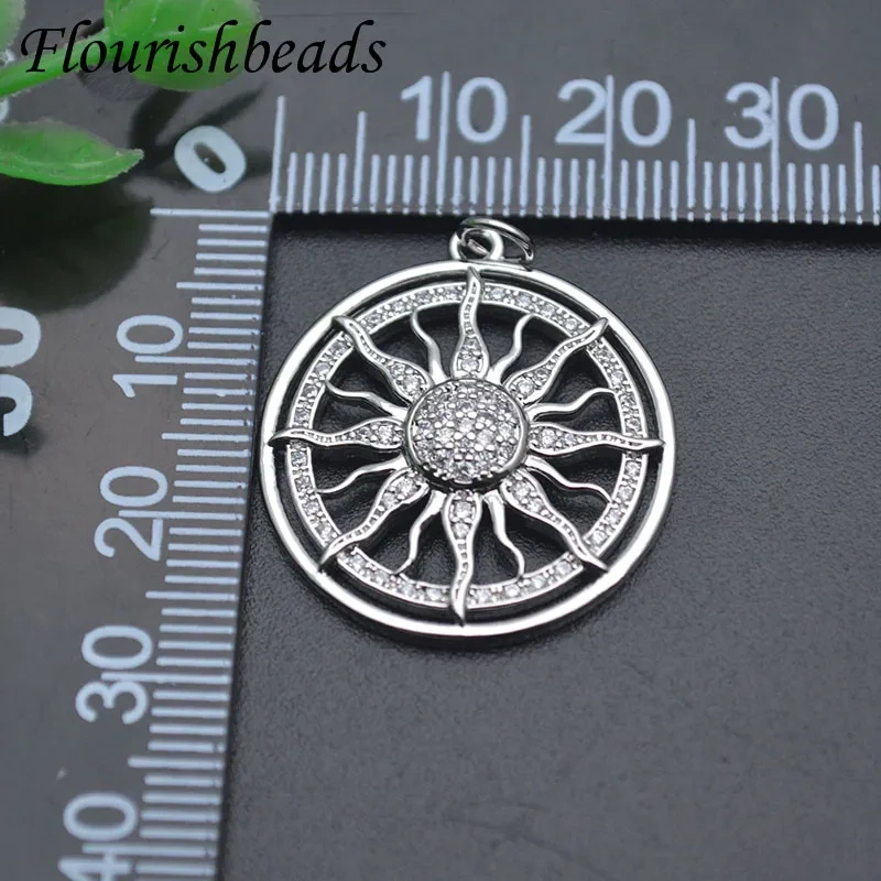 Silver Color 20x27mm Jewelry Making Supplies Metal Copper Paved CZ Beads Pendant for DIY Earring Necklace Accessories