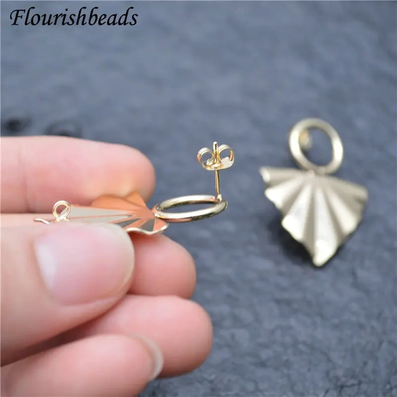 Good Quality Ins Girl Style Gold Color Anti-fade Metal Wave Triangle Ear Stud Brass Chic Jewelry Findings Earrings DIY Stuff