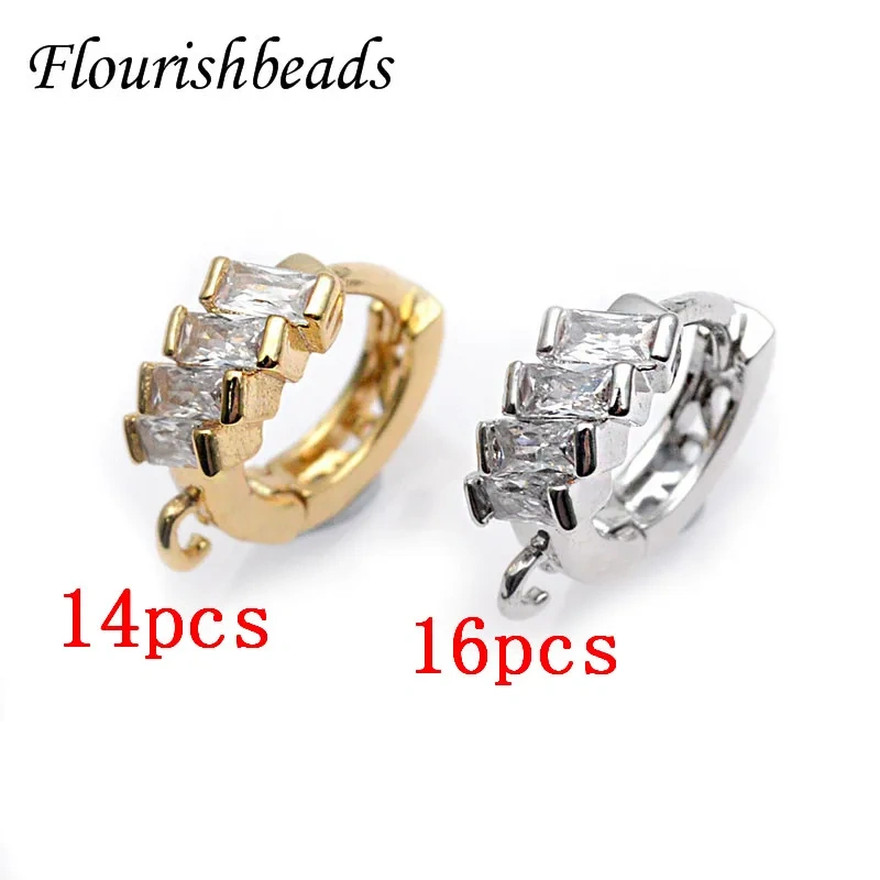 30pcs High Quality Nickle Free CZ Beads Paved Gold Rhodium Plating Earring Hooks DIY for Jewelry Making Parts Supplier