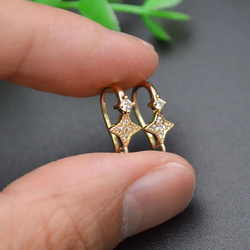 Various Styles Gold Plated Paved CZ Beads Earring Hooks Ear Wire Color Remain Jewelry Findings  30pcs/lot