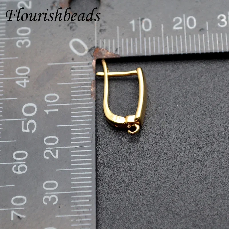 New Arrived High Quality Nickle Free Anti-rust Real Gold Plating Metal Rectangle Earring Hooks Jewelry Findings 30pc Per Lot