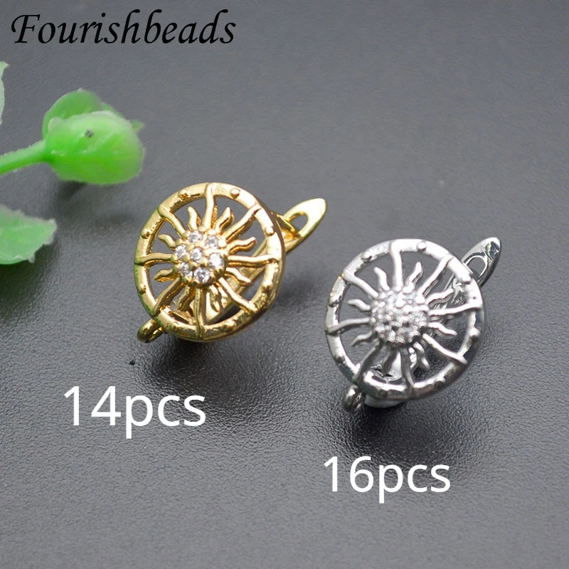 Openwork Sun Shape Earring Hooks Material Brass Fastener Earwire Hook Accessories for DIY Jewelry Making 30pcs/lot