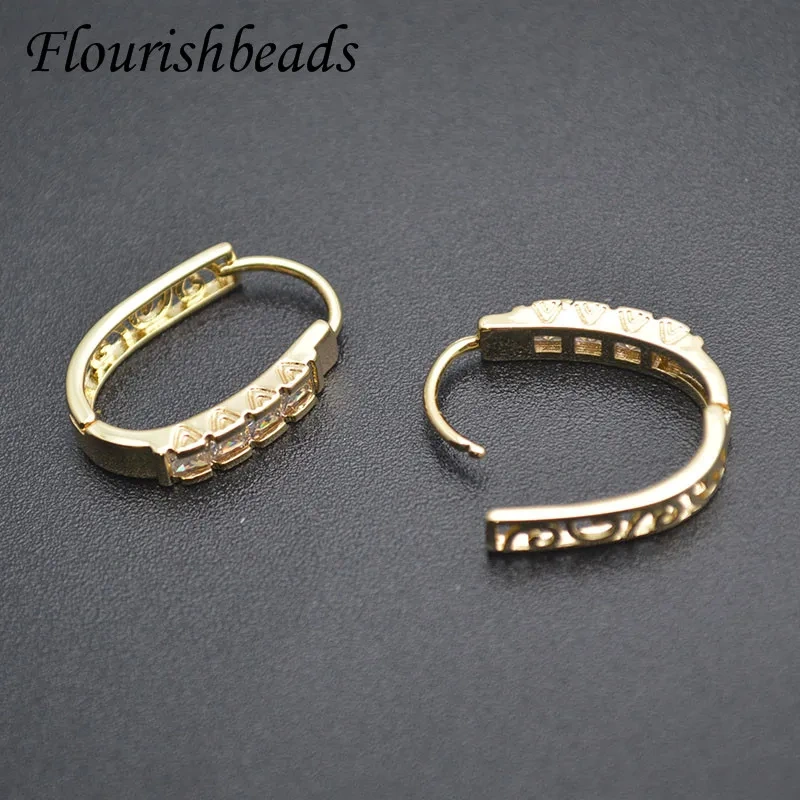 17x23mm High Quality CZ Beads Paved Earring Hooks Clasp Ear Wire Stud Accessories for DIY Jewelry Making Supplier
