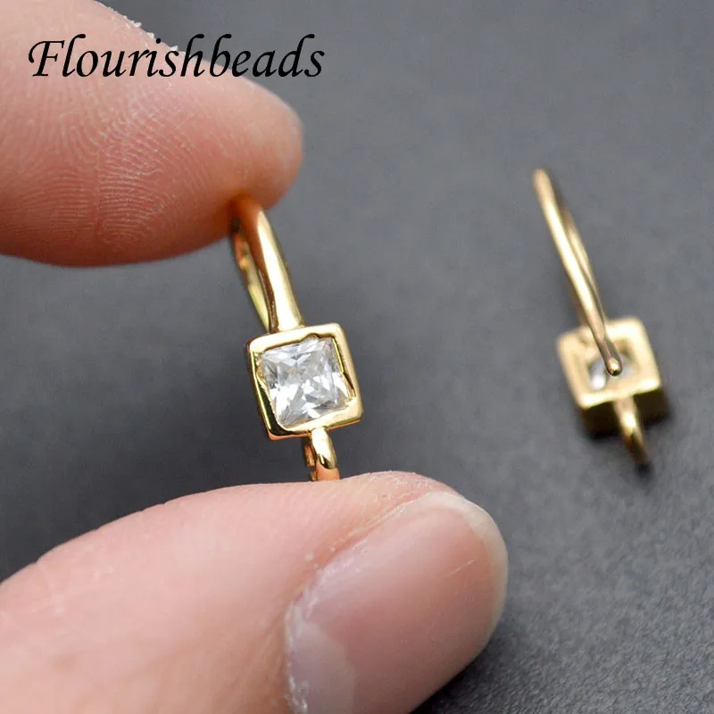 High Quality Nickle Free Real Gold Plating Metal Brass Earring Hooks Stud DIY for Jewelry Making Supplier 20pcs Per Lot