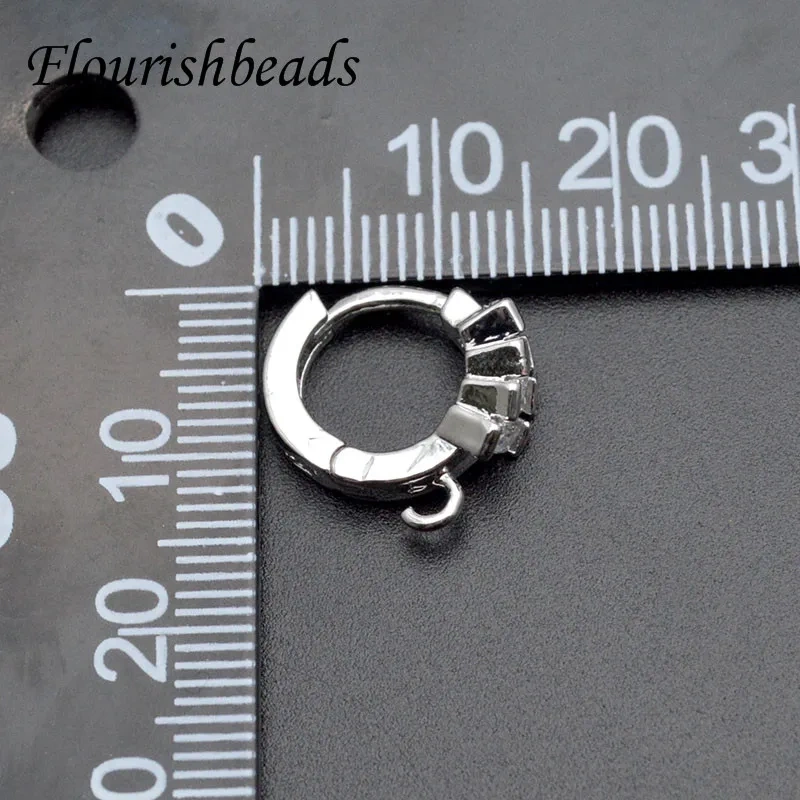 30pcs High Quality Nickle Free CZ Beads Paved Gold Rhodium Plating Earring Hooks DIY for Jewelry Making Parts Supplier