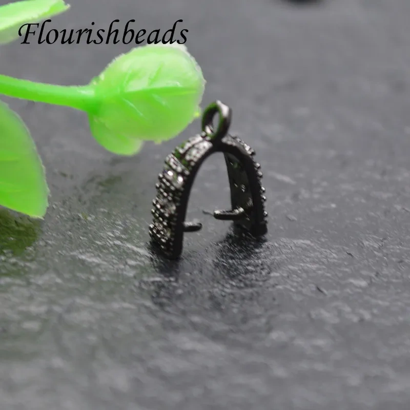 50pcs/lot CZ Beads Paved Handicraft Clamp Pinch Clip Charms Hooks Pendant Bails Accessories for DIY Earring Jewelry Making