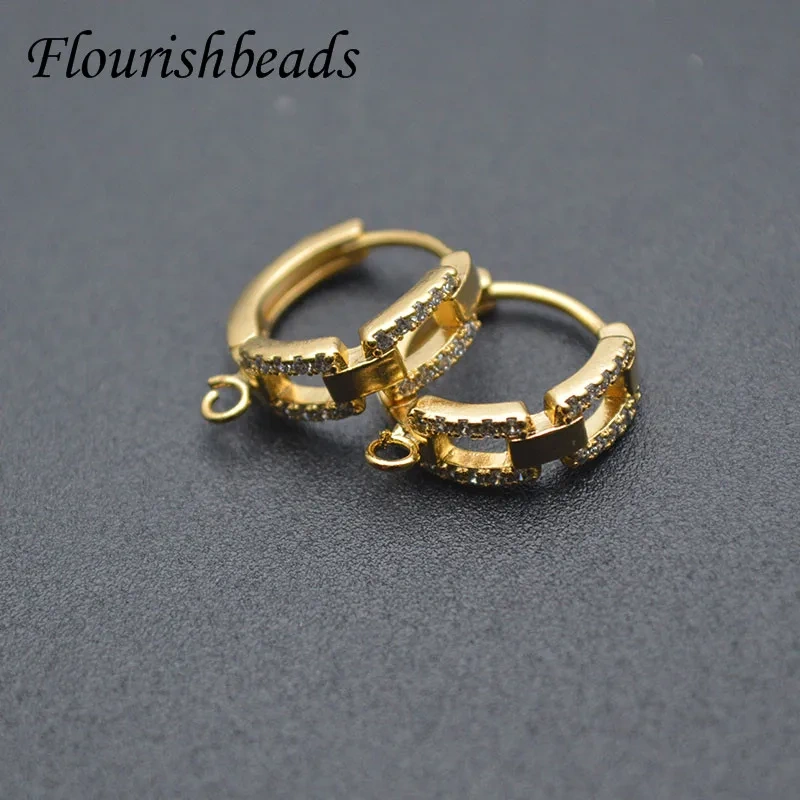 New Arrived Cubic Zircon Beads Paved Leverback Earring Hooks Clasp Accessories for Handmade Women Jewelry Making 20pcs/lot
